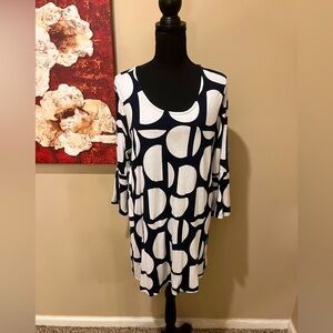 Ellos Women's Dark Navy & White Scoop
Neck Tunic Top, Plus Size 18/20